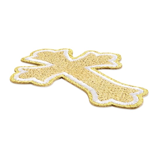 Iron-On & Adhesive Gold Cross with Glitter Patch by Make Market®